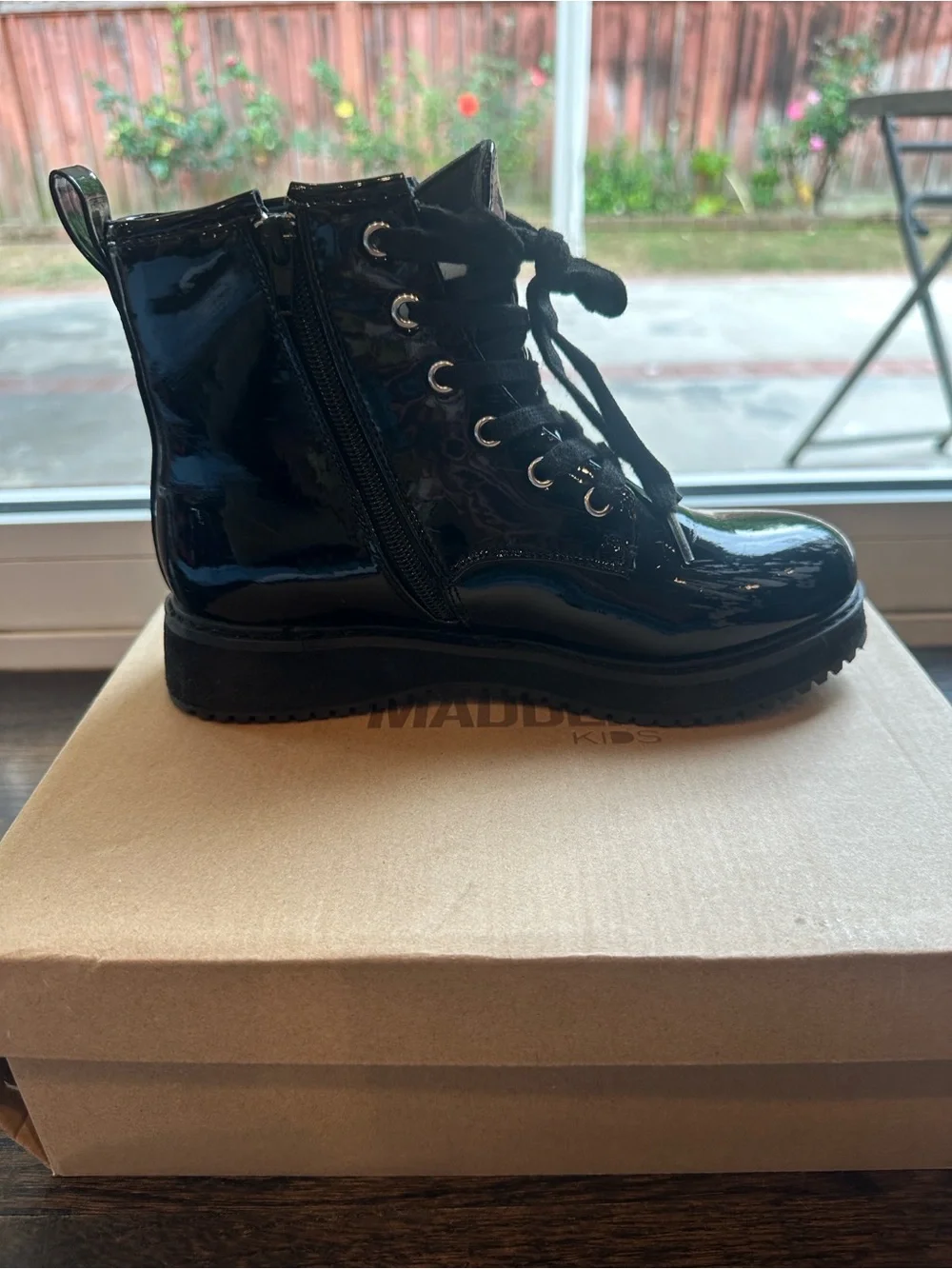 Limited Edition Steve Madden Kids Black Patent rainbow Embellished add-ons Boots